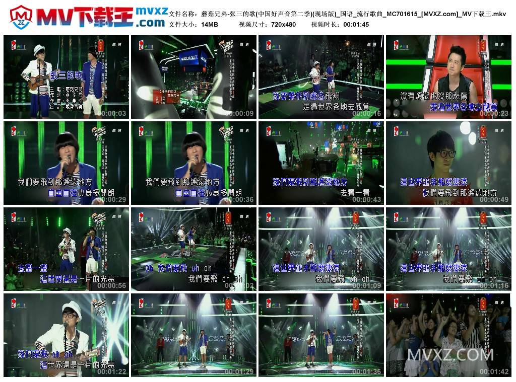 蘑菇兄弟-张三的歌(中国好声音第二季)(现场版)_国语_流行歌曲_MC701615